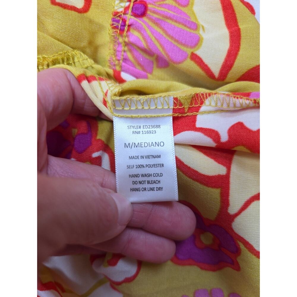 Easel Dress Womens Medium Tiered Floral Print Midi Length Boho Cottagecore - Picture 7 of 9